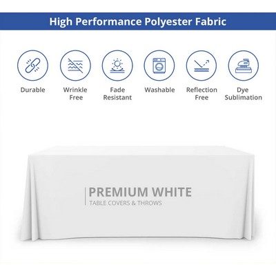 Premium White Table Covers - 8' x 2.5' (4 sided)