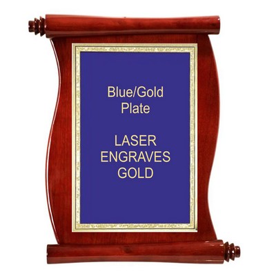 Scroll Plaque 9-1/2" x 12" With a 6" x 8" Blue/Gold Florentine Plate