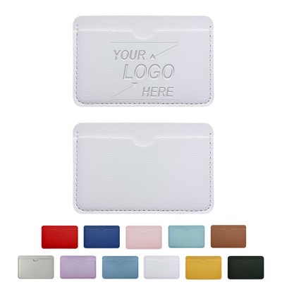 Slim PU Leather Card Holder Wallet with 2 Slots and Pocket