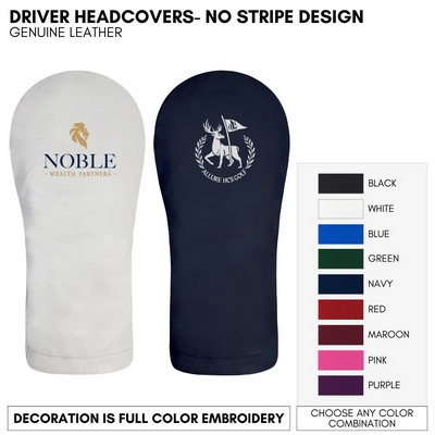 Genuine Leather Driver Golf Club Headcover With Embroidery