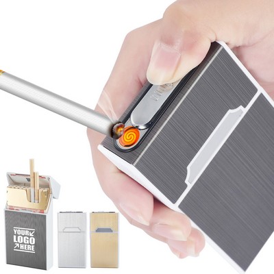 Slim Cigarette Case With Lighter Top