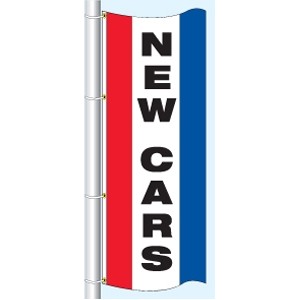 Double Faced Stock Message Free Flying Drape Flag (New Cars) (3' x 8')
