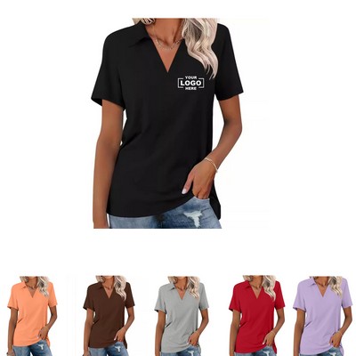 Ladies V-Neck Polo Shirt