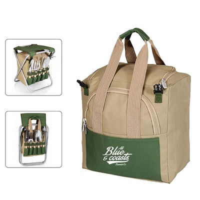 Foldable Stool With Garden Tools