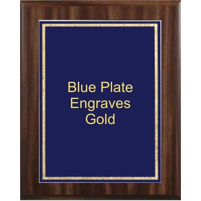 Walnut Plaque 8" x 10" - Blue/Gold - 6" x 8" Florentine Frame Designer Plate