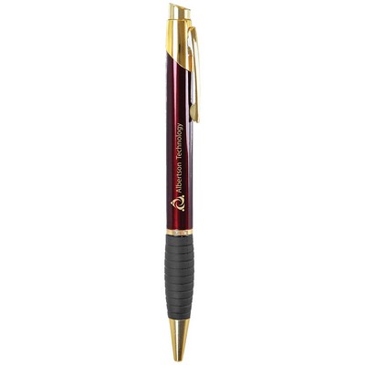 Gloss Brass Ballpoint Pen with Gripper