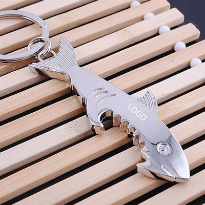 Stainless Steel Mini Shark Bottle Opener Keychain