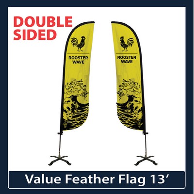 Value 13' Feather Flag - Double Sided Graphic Black X Base and Carry Bag