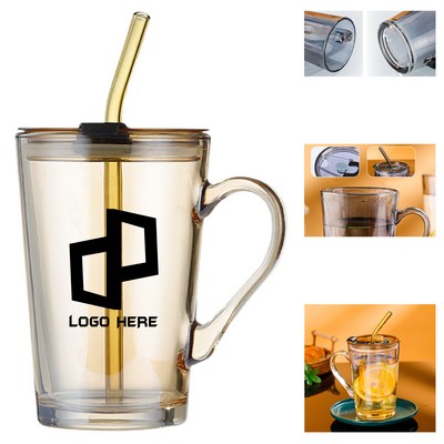 15Oz Glass Straw Cup Mug