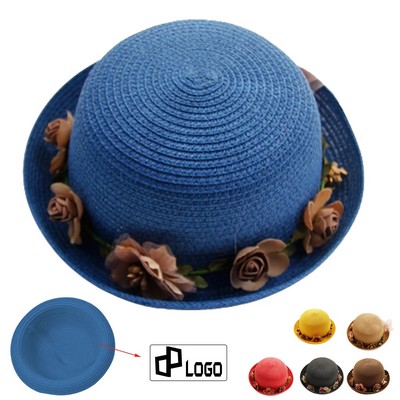 Women'S Dome Flowers Sun Protective Straw Hat