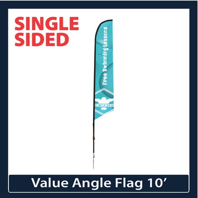 Value 10' Angle Flag - Single Sided w/Spike Base and Carry Bag