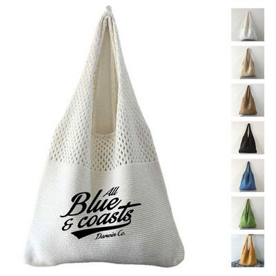 Mesh Vacation Tote Bag with Hidden Bottom Knit