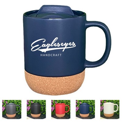 12oz Ceramic Cork Base Mug with Sliding Lid