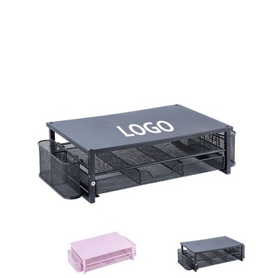 Desk Monitor Riser With Ventilation Drawer And Side Storage