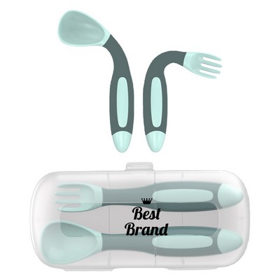 Baby Cutlery Set Spoon Fork With Portable Case For Toddlers
