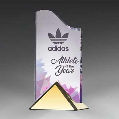 Acrylic Wave in Gold Triangle Base -9"