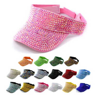 Bling Shiny Rhinestones Sun Visor hat Cap for Women