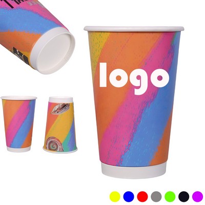 16 oz Full Color Paper Cup with Lid