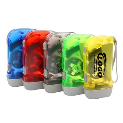 Dual LED Manual Dynamo Flashlight with Hand Crank Power