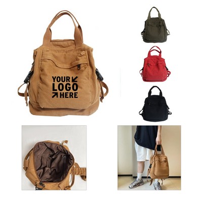 Solid Color Vintage Canvas Backpack