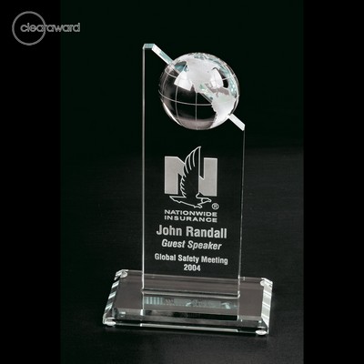 Clearaward Etched Globe Optical Crystal Award 6 1/2"