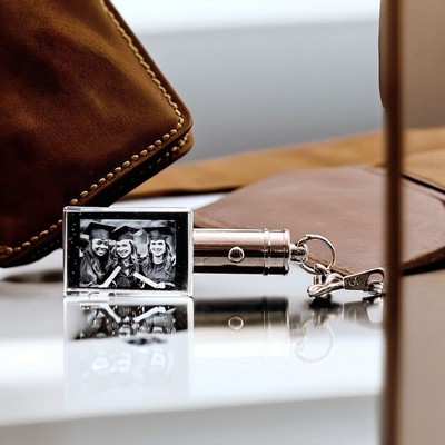 3d Rectangular Crystal Keychain Award