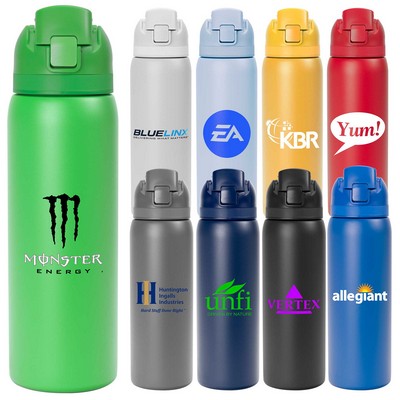 27 Oz. Solid Stainless Steel Pop Straw Bottle