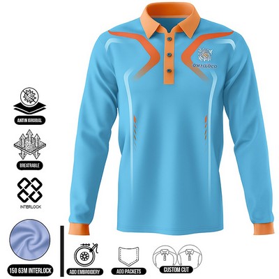 Sublimated Long Sleeve Polo shirt-150G Interlock (unisex)