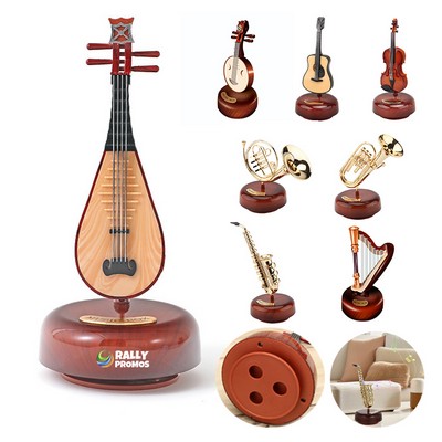 Violin Music Box with Rotating Musical Base Instrument Miniature