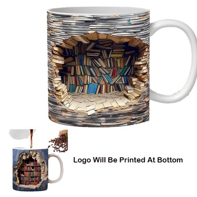 2D Library Bookshelf Mug