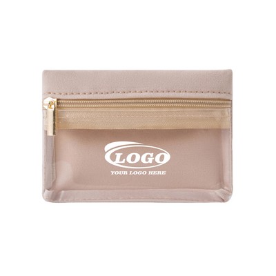 Minimalist PU Leather Zipper Card Pouch
