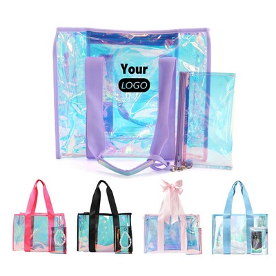 Iridescent Clear Large Beach Tote Bag