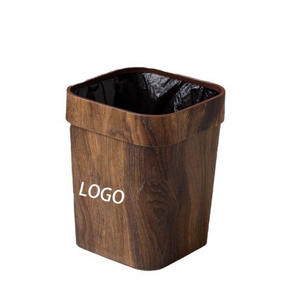 16L Wood Grain Trash Can