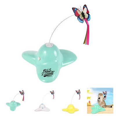 Interactive Rotating Butterfly Cat Toy with Non-Slip Base