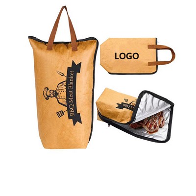 Custom 15" Zippered Tearproof Synthetic Paper Barbecue Blanket w/ Foil Insulation for Resting Meat