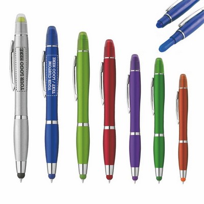 3-in-1 Plastic Ballpoint Pen with Highlighter