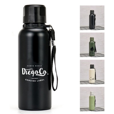 15oz Stainless Steel Water Bottle with Carrying Strap