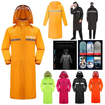 Extended-length waterproof raincoat with protective hood