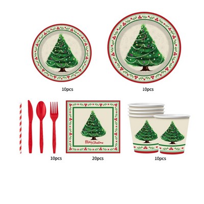 Christmas Tree Pattern Disposable Party Set