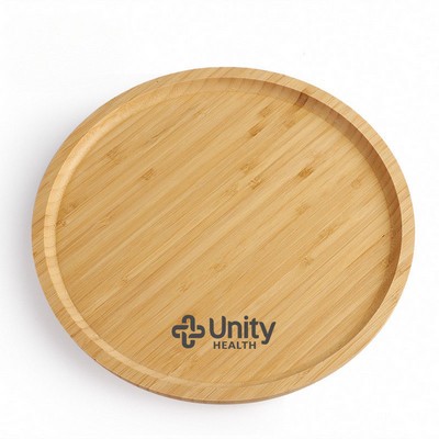 Large Round Bamboo Wood Serving Tray