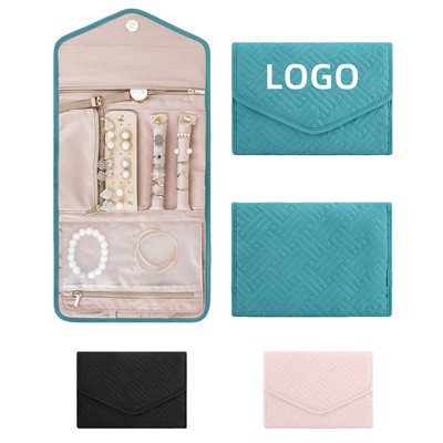 Compact Jewelry Organizer Roll for Travel Storage