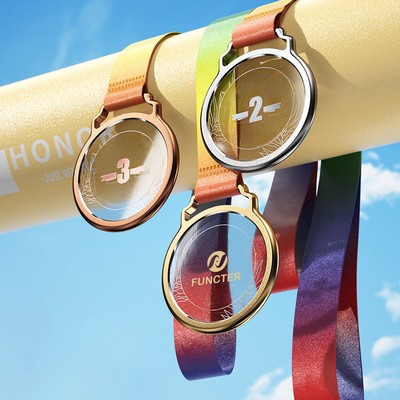 Metal-Edged Round Crystal Competition Medal Clear Version