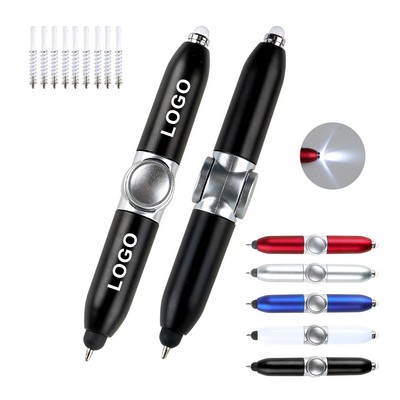 Rotating Ballpoint Pen Stress Relief Spinner Fidget Light Up Medium Oil Pen