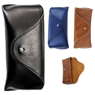 PU Leather Eyeglasses Storage Case w/ Snap Closure