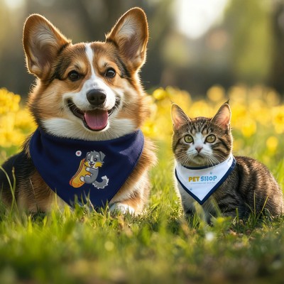 Cotton Pet Triangle Bandana (Full Color)
