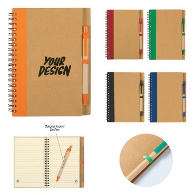 Eco Spiral Kraft Jotter with Matching Pen