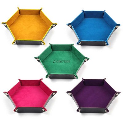 7'' x 7'' PU Foldable Velvet Desk Sundries Storage Tray