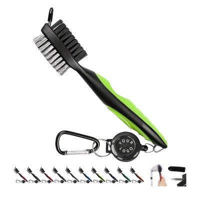 Dual Bristle Golf Club Brush With Carabiner