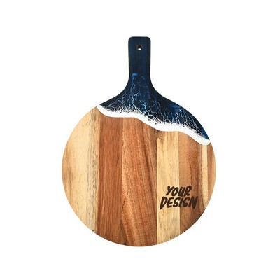 Ocean Wave Resin Charcuterie Cutting Board with Handle