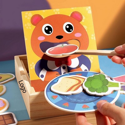 Wooden Feeding Toy for Toddlers: Montessori Pretend Play Food Set for Kids